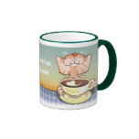 Taza cariñosa del Tabby del café