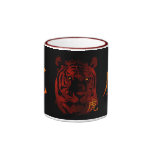 Taza china roja del tigre