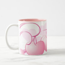 Taza colgante rosada de los corazones