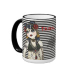 Taza color de rosa tribal de la bailarina de la da