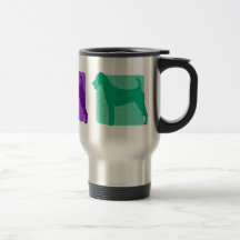 Taza colorida del viaje de las siluetas de Terrier