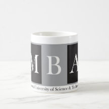 Taza con el logotipo de la barra de MBA