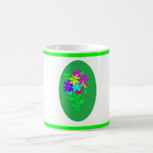 taza con las flores en fondo verde