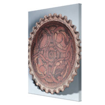 Taza copta, terracota pintada con las fronteras de lona estirada galerias
