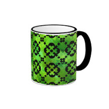 Taza cruzada verde negra y blanca