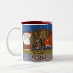 Taza de ÁFRICA de la luna del elefante africano y 