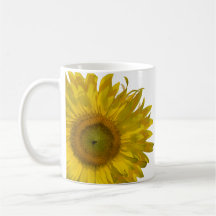 Taza de café amarilla del boda del girasol