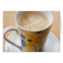 Taza de café caliente felicitacion 