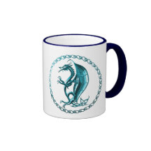 Taza de café céltica azul del dragón