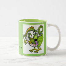 Taza de café colorida del dragón