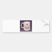 Taza de café de la magdalena etiqueta de parachoque