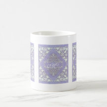 Taza de café del monograma de Lavendar