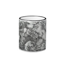taza de café del pájaro del negro de la era de la 
