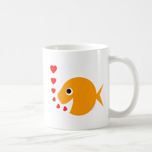 Taza de café divertida linda del Goldfish del el d