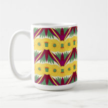 Taza de café egipcia amarilla y marrón del diseño