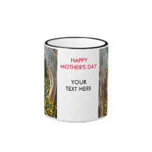 Taza de café FELIZ de la flor del DÍA de MADRE