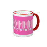 Taza de café floral retra rosada