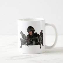 Taza de café medieval del guerrero