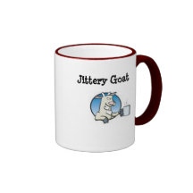 Taza de café nerviosa de la cabra