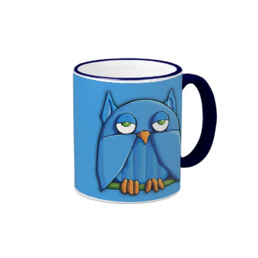 Taza de la aguamarina del búho de la aguamarina