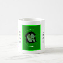 Taza de la buena suerte del trébol de 4 hojas