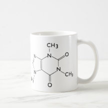 Taza de la estructura química del cafeína