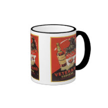 Taza de la etiqueta del licor del vintage de Veter