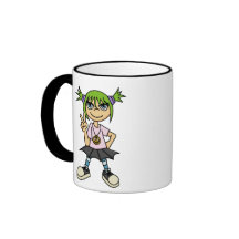 Taza de la paz del chica de la escena