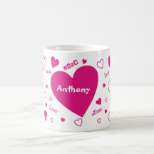 Taza de la tarjeta del día de San Valentín del amo