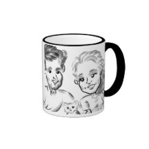 Taza de las caricaturas de los padres del gato