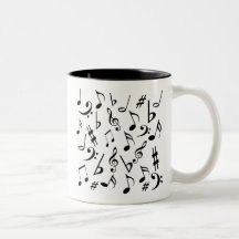 Taza de las notas musicales - blanco y negro