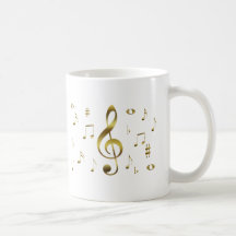 Taza de las notas musicales del oro