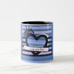 taza de las rayas negras y azules tazas