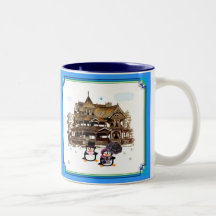 Taza de los pingüinos del Victorian en casa