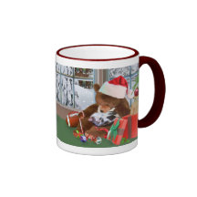 Taza de los sueños del navidad del gatito y del os