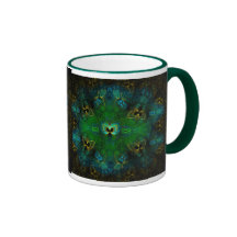 Taza de oro del arte del verde EBSQ de la mariposa