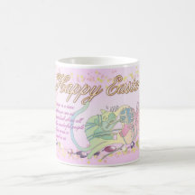 Taza de Pascua con los gatos y la bola del hilado