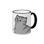 Taza de plata gorda feliz del campanero del gato d
