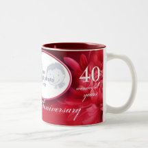 Taza de rubíes floral de la foto especial del aniv