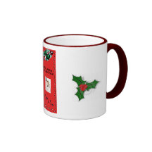 TAZA DEL BARRO AMASADO DE LAS FELICES NAVIDAD