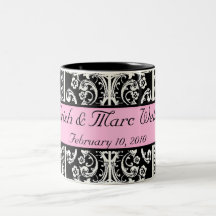 Taza del boda del damasco