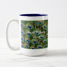 Taza del boda del pavo real