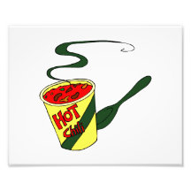 Taza del chile picante con el gráfico de la cuchar impresion fotografica