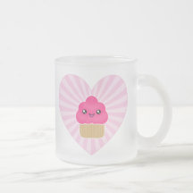 Taza del corazón de la magdalena de Kawaii