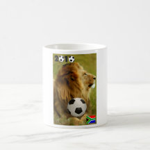 Taza del fútbol del mundial - león Suráfrica
