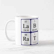Taza del nombre de la tabla periódica de la rata d
