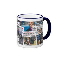Taza del periódico de la inauguración de Obama