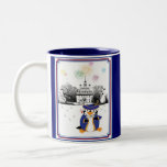 Taza del pingüino del Doodle del yanqui