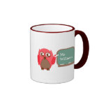 Taza del profesor - búho rojo en la pizarra
