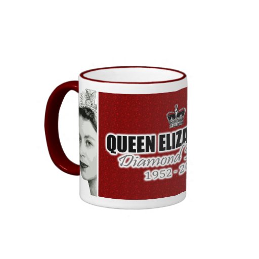 Taza del rojo del jubileo de diamante de la reina 